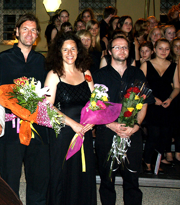 Gereon Müller, Andrea Amann, Dirk Siegel bei dem Konzert in Derveni